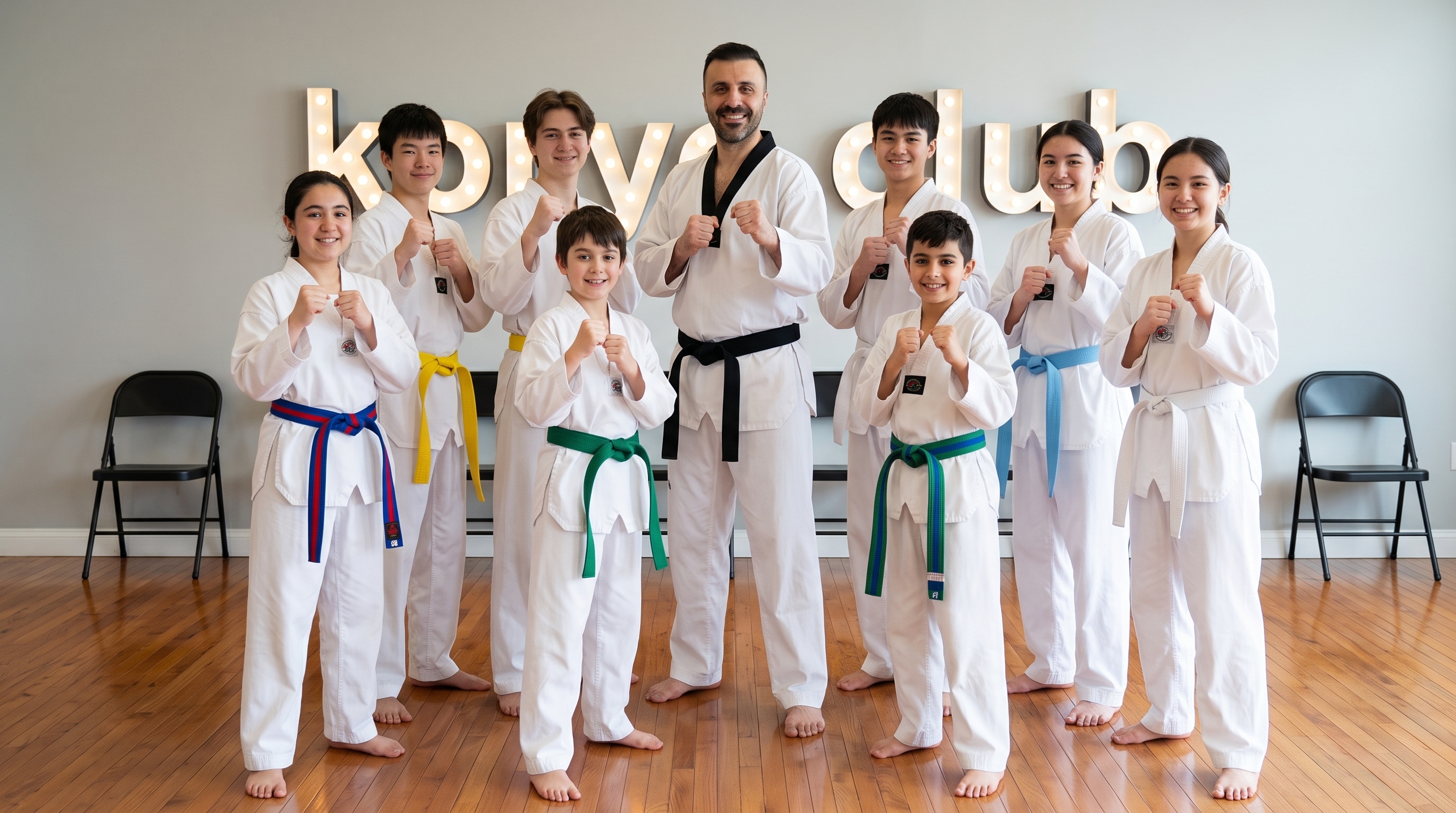 Master Hamed on the mat with young students